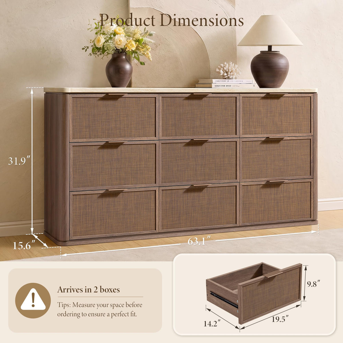 Woven 9-Drawer Dresser
