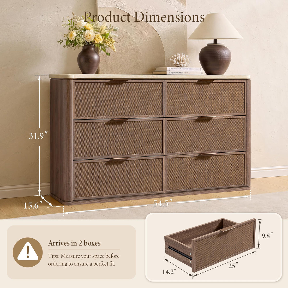 Woven 6-Drawer Dreeser