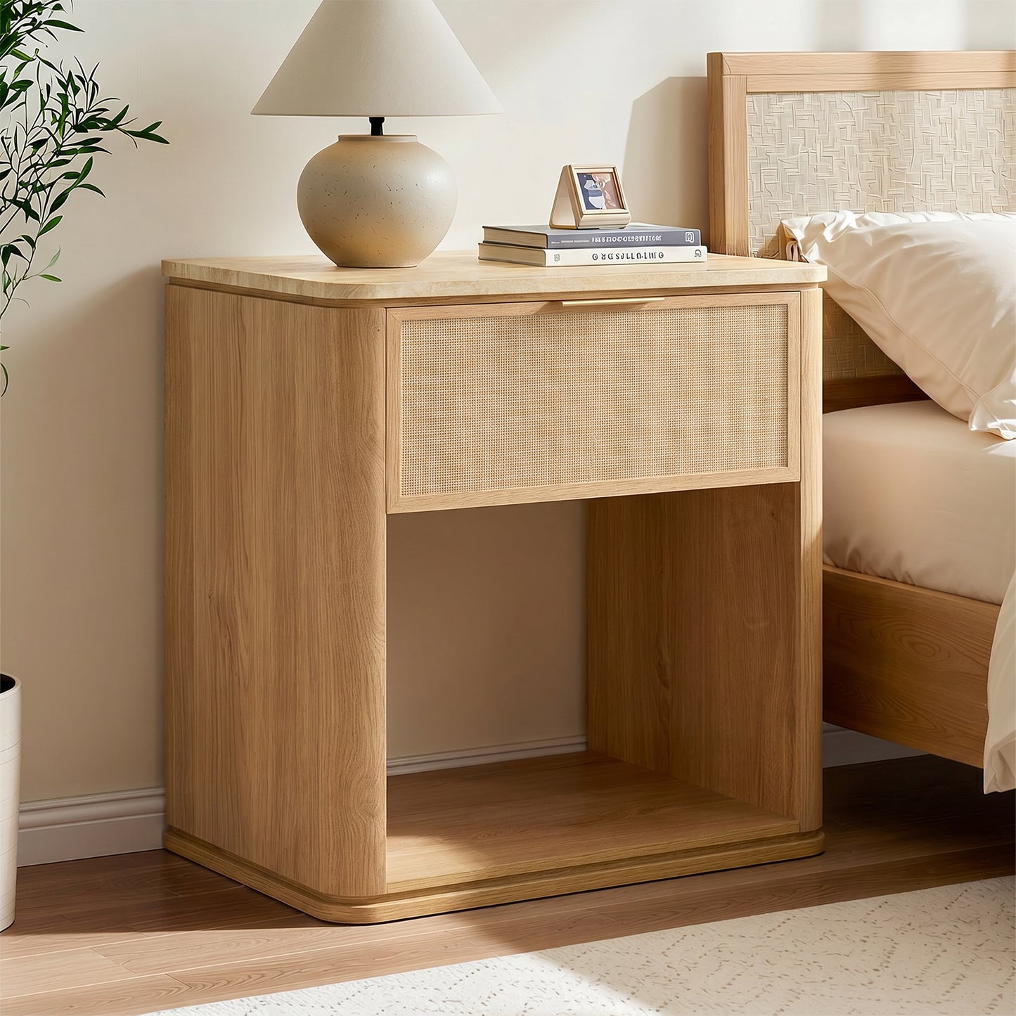 Woven 1-Drawer Nightstand