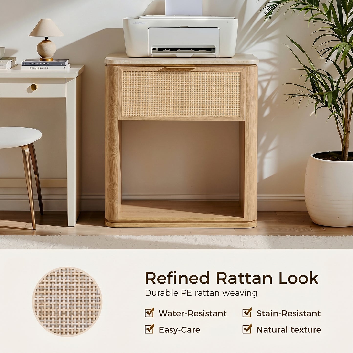 Woven 1-Drawer Nightstand