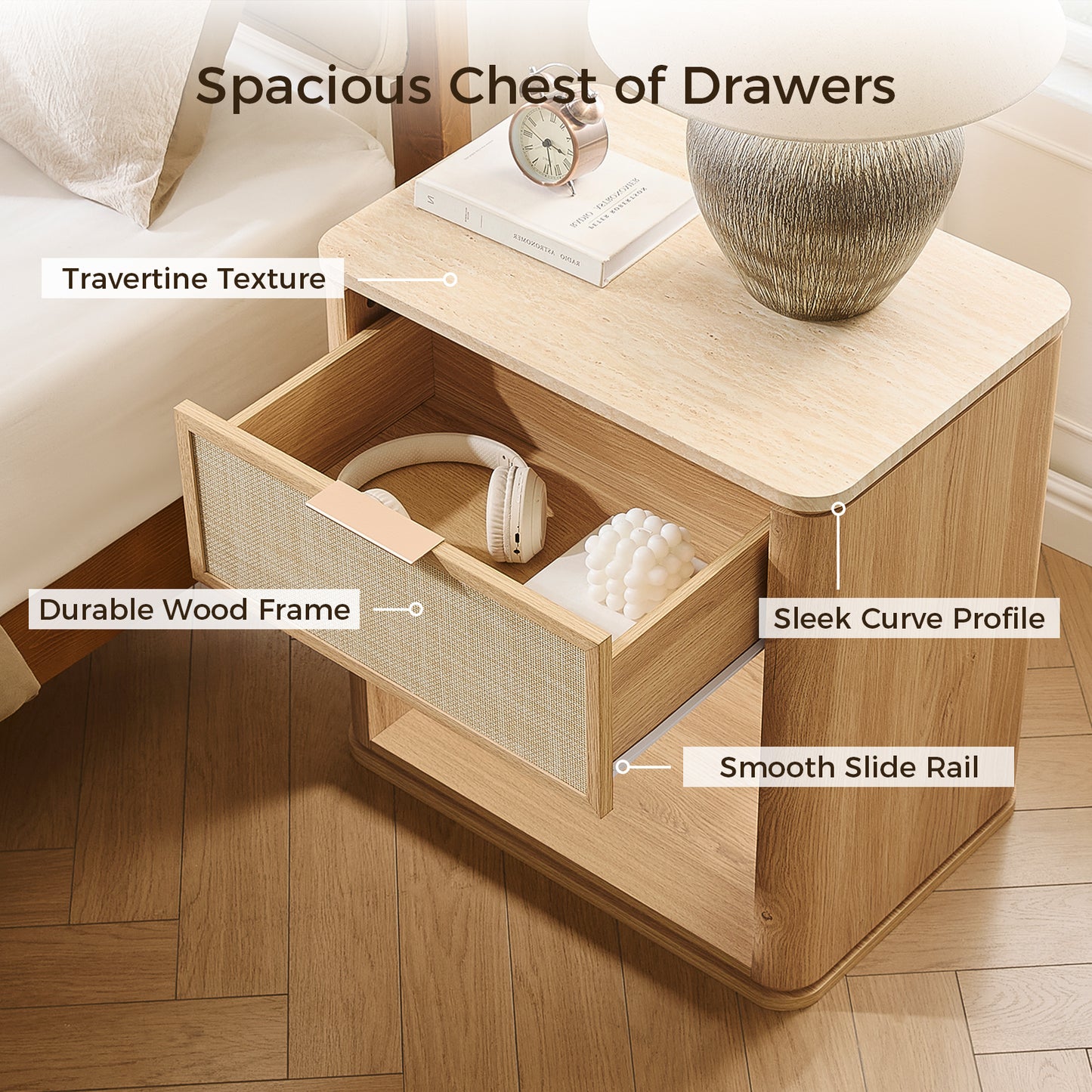 Woven 1-Drawer Nightstand