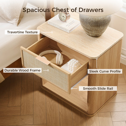Woven 1-Drawer Nightstand