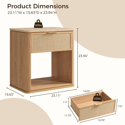 Woven 1-Drawer Nightstand