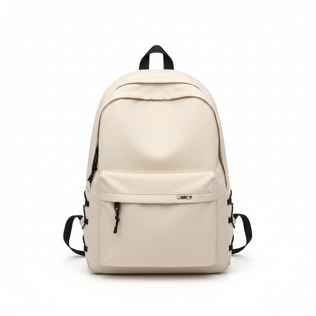 Cream Backpack White Background