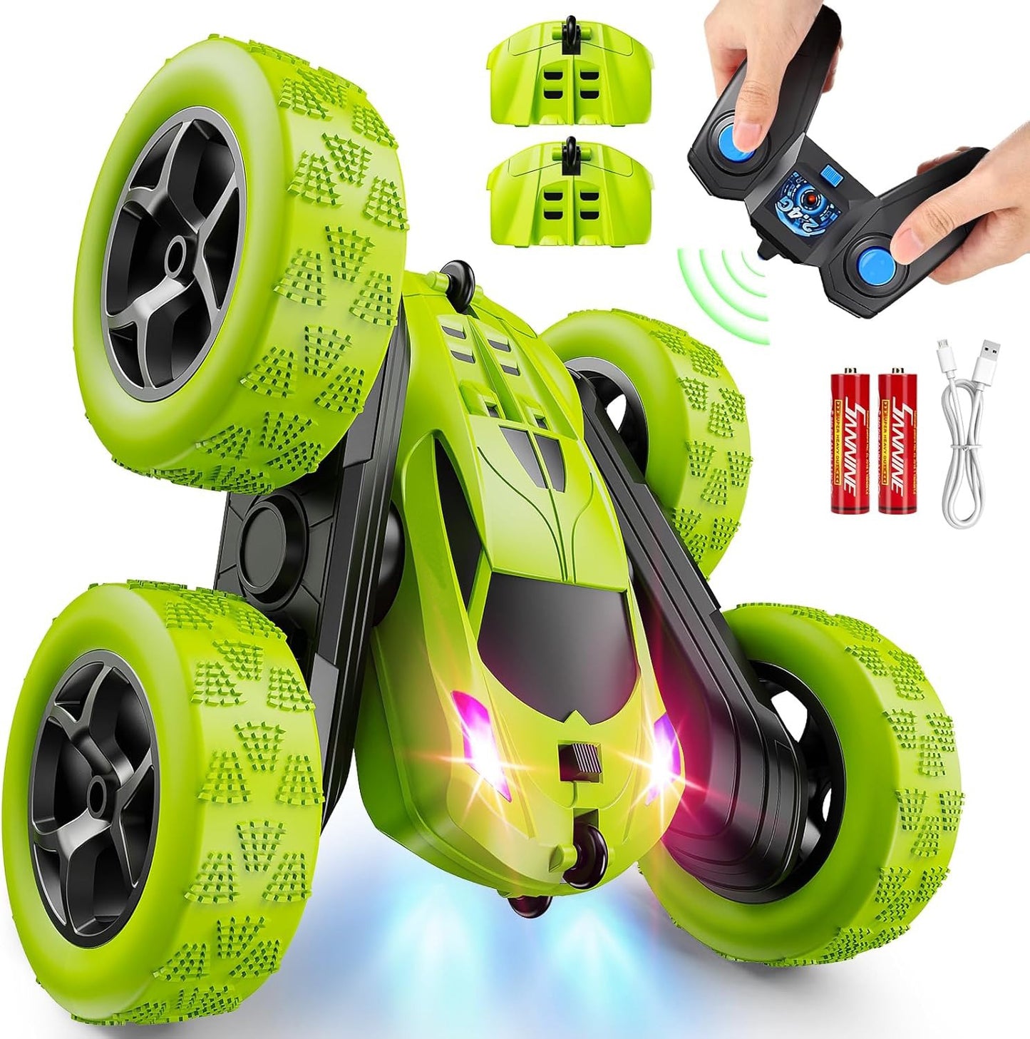 2.4GHz RC Stunt Cars Toys for Kids Green