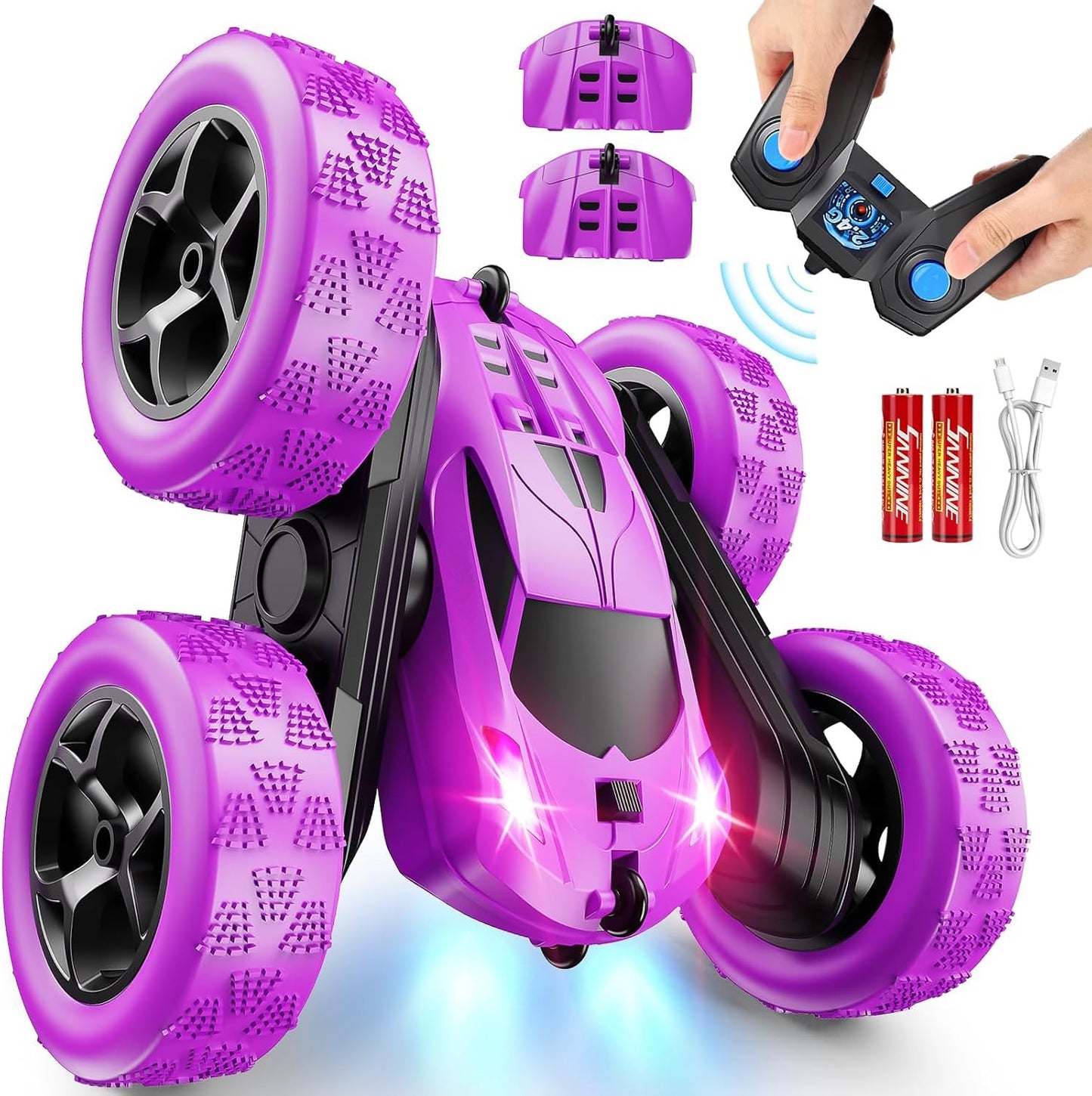 2.4GHz RC Stunt Cars Toys for Kids Purple