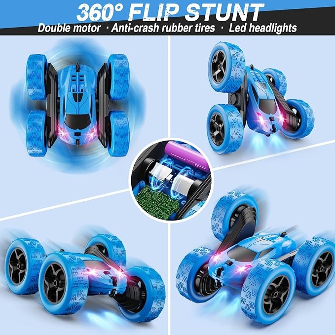 2.4GHz RC Stunt Cars Toys for Kids Blue