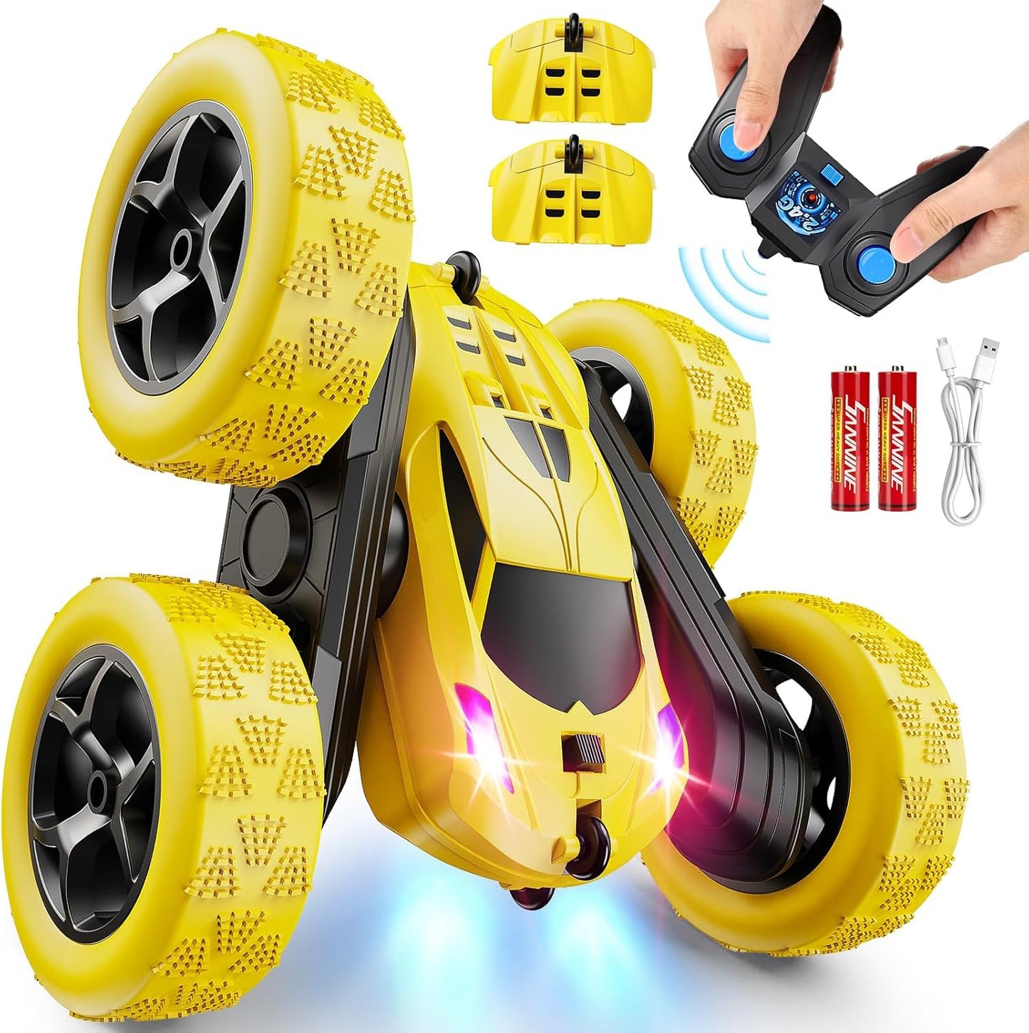 2.4GHz RC Stunt Cars Toys for Kids Yellow