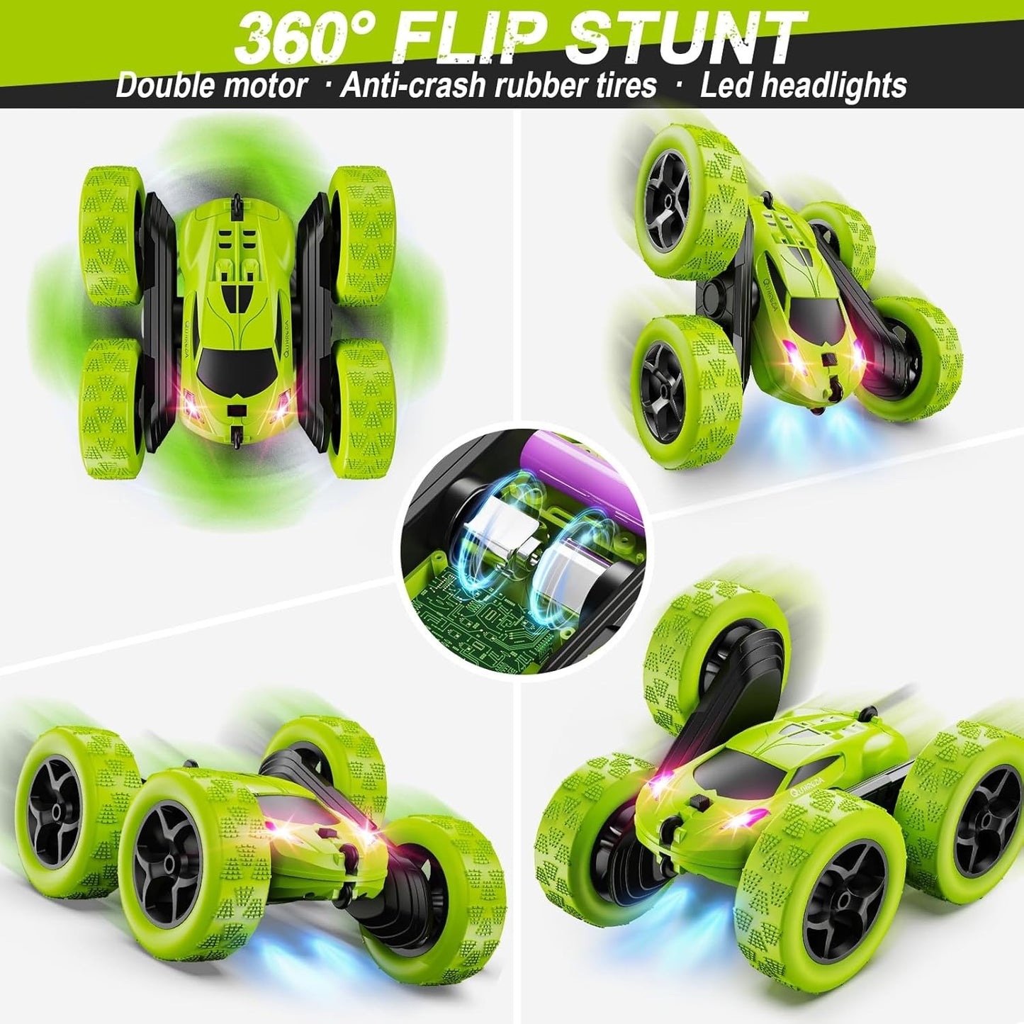 2.4GHz RC Stunt Cars Toys for Kids Green