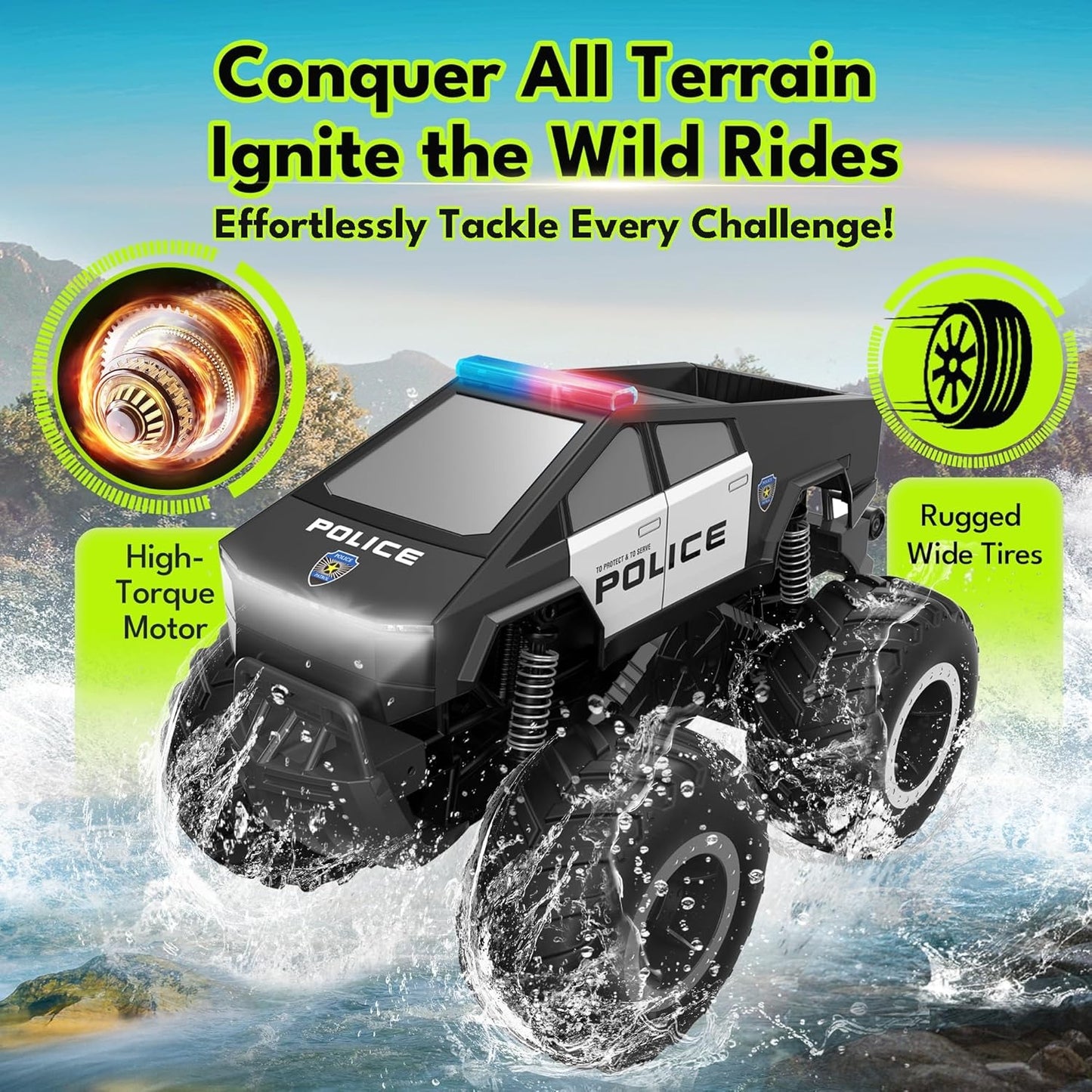 1:16 Amphibious Remote Control Car Cyber Police Toy