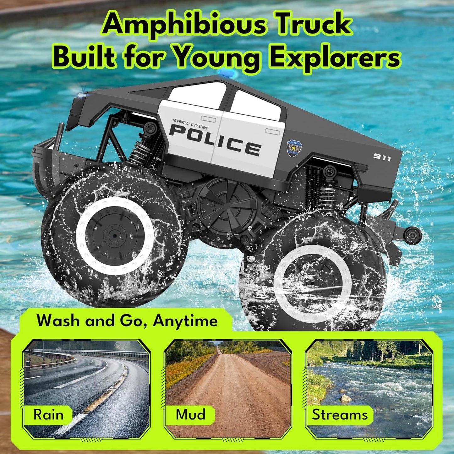 1:16 Amphibious Remote Control Car Cyber Police Toy
