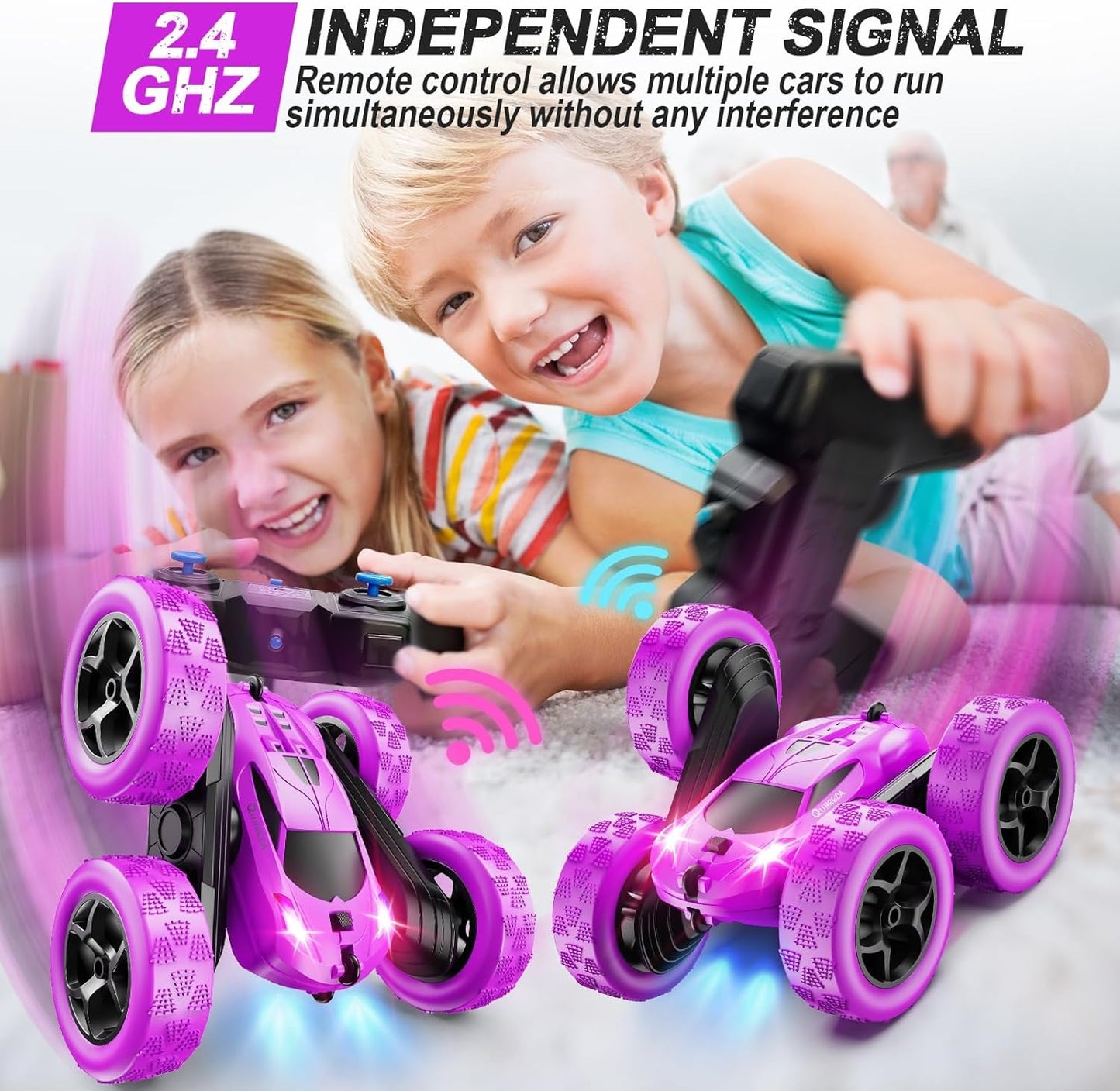 2.4GHz RC Stunt Cars Toys for Kids Purple