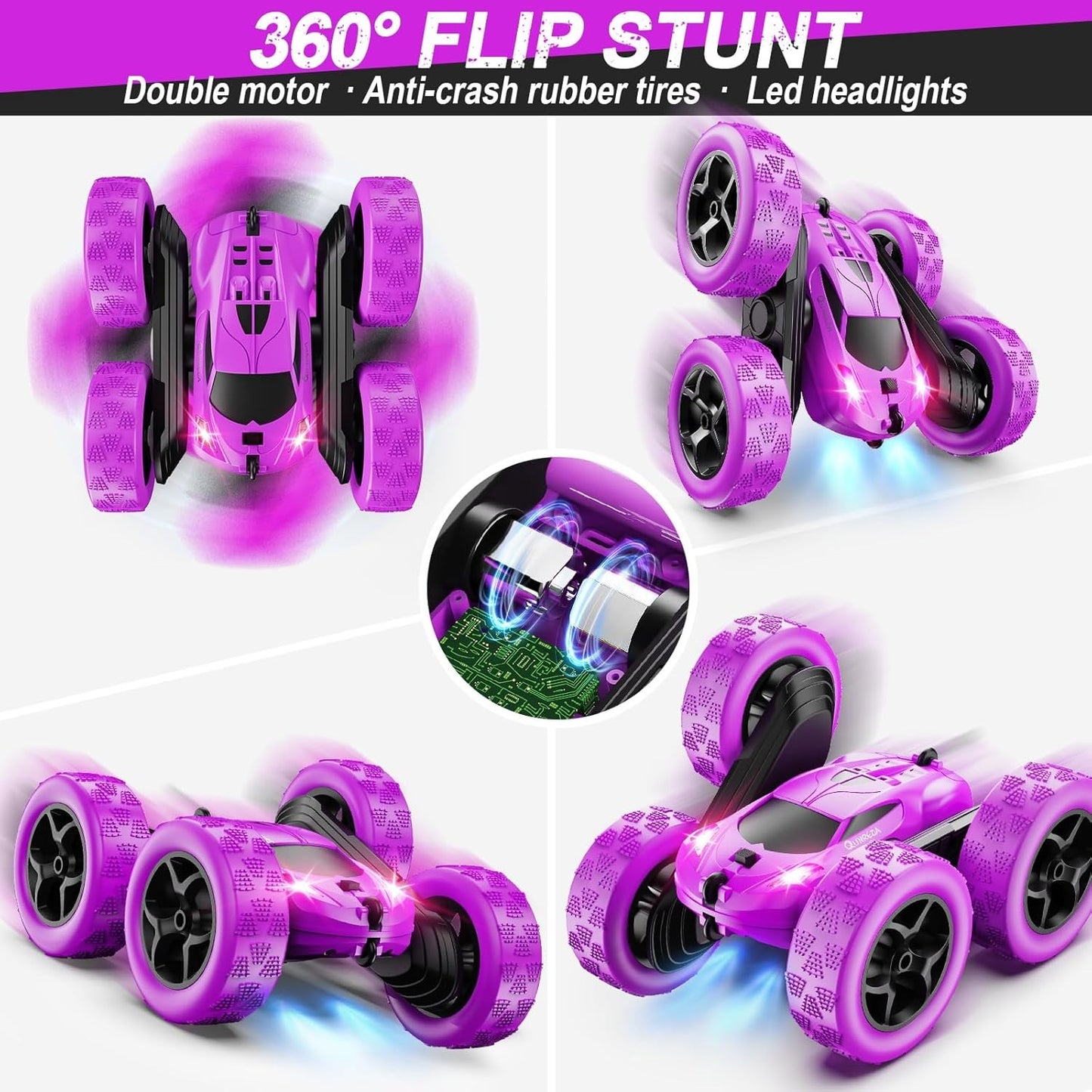 2.4GHz RC Stunt Cars Toys for Kids Purple