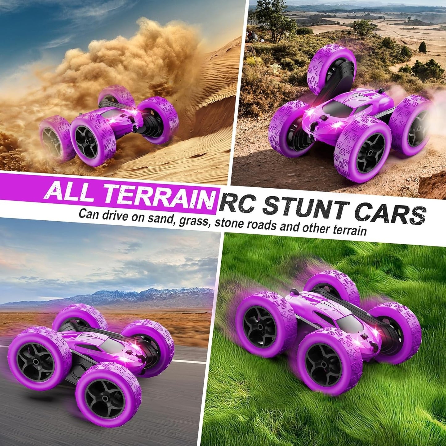2.4GHz RC Stunt Cars Toys for Kids Purple