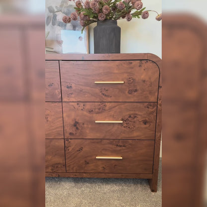 Curved 6-Drawer Dresser Dark Burl