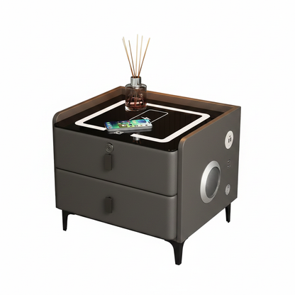 Smart Nightstand Dark Gray White Background